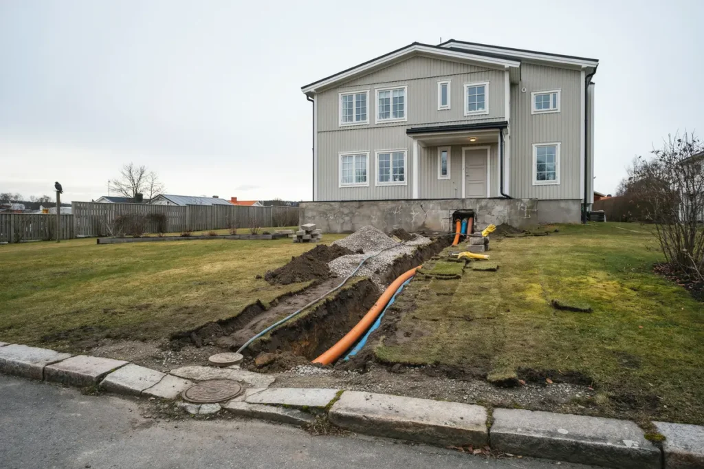 stambyte och anslutning till kommunalt va i villa
